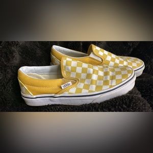 Yellow checkered vans, size 7 in womens, only worn once or twice